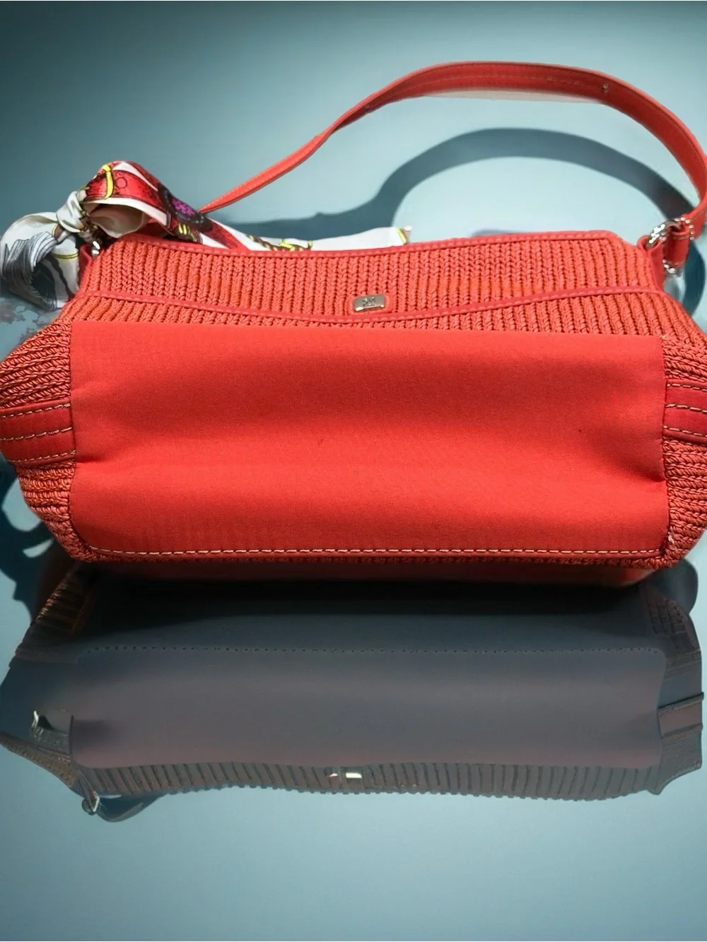 Woven Crossbody Bag - Coral Red